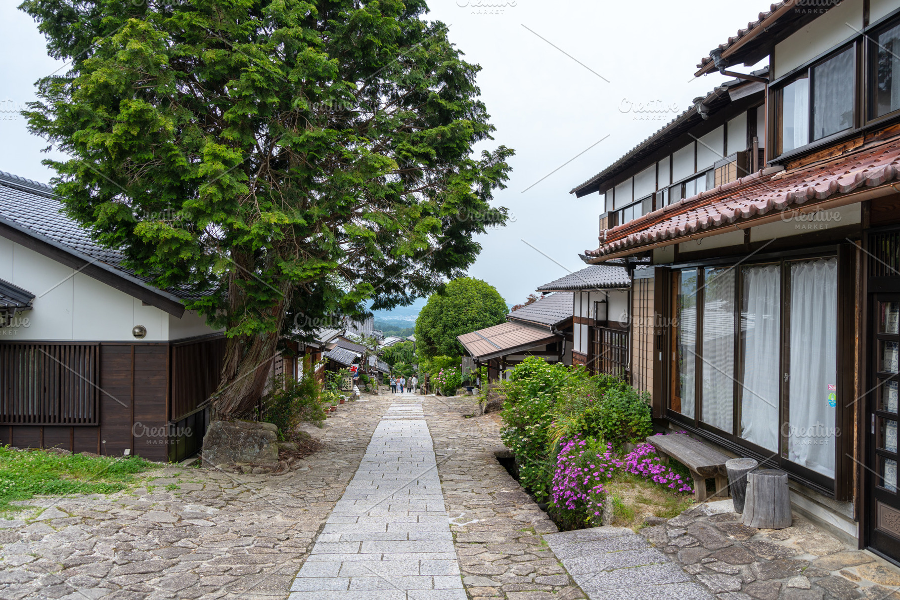 Traditional village street of Magome on the Nakasendo trail, Jap, an Architecture Photo by GoodGoods