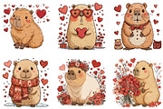 Watercolor Capybara Valentine Clipar, an Illustration by CraftArtStudio (Thumbnail 4 of 6)