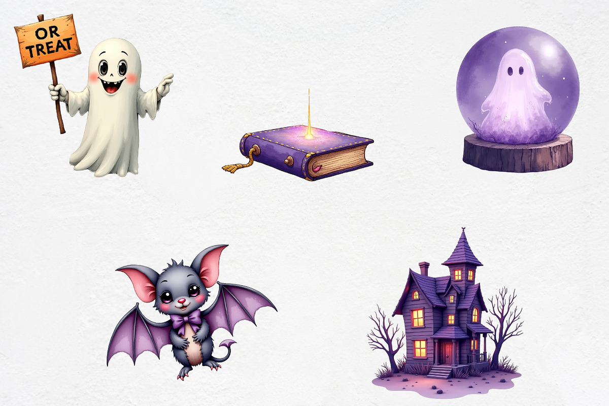 Lavender Halloween Clipar, an Illustration by CrexoraLab (Photo 4 of 5)