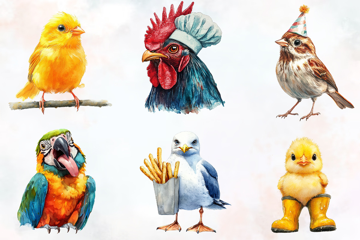 Cute Quirky Funny Birds Clipart, an Illustration by RobertsArt (Photo 3 of 7)