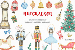 Watercolor Christmas Nutcracker Set