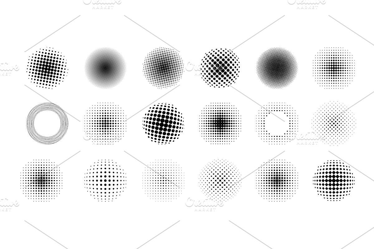 Halftone circles. Retro geometric, an Illustration by Frogella