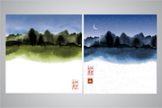 Japanese ink painting sumi-e, part 4, a Graphic by Elina_Li (Thumbnail 4 of 7)