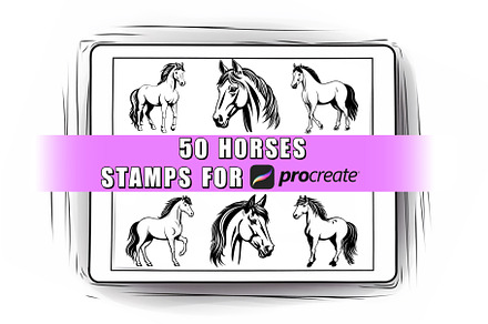 50 Horses Procreate Stamps Brushes