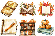 Watercolor Autumn Books Clipart, an Illustration by Craft Nest (Thumbnail 3 of 6)