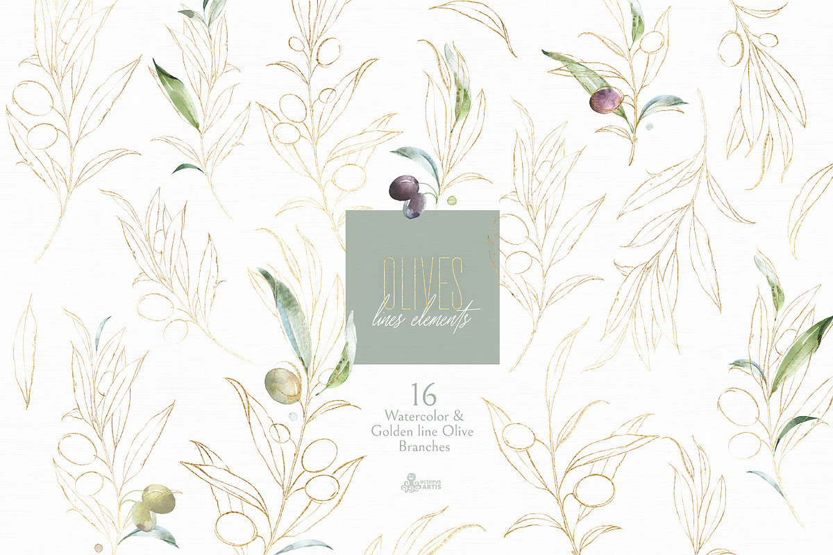 Olives. Watercolor Collection, a Decorative Illustration by OctopusArtis (Photo 6 of 17)
