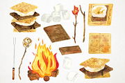 Watercolor Smores Clipart, an Illustration by Paulaparaula (Thumbnail 2 of 4)
