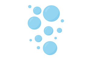 Blue soap bubbles. Flat vector water, an Illustration by GraphiShop
