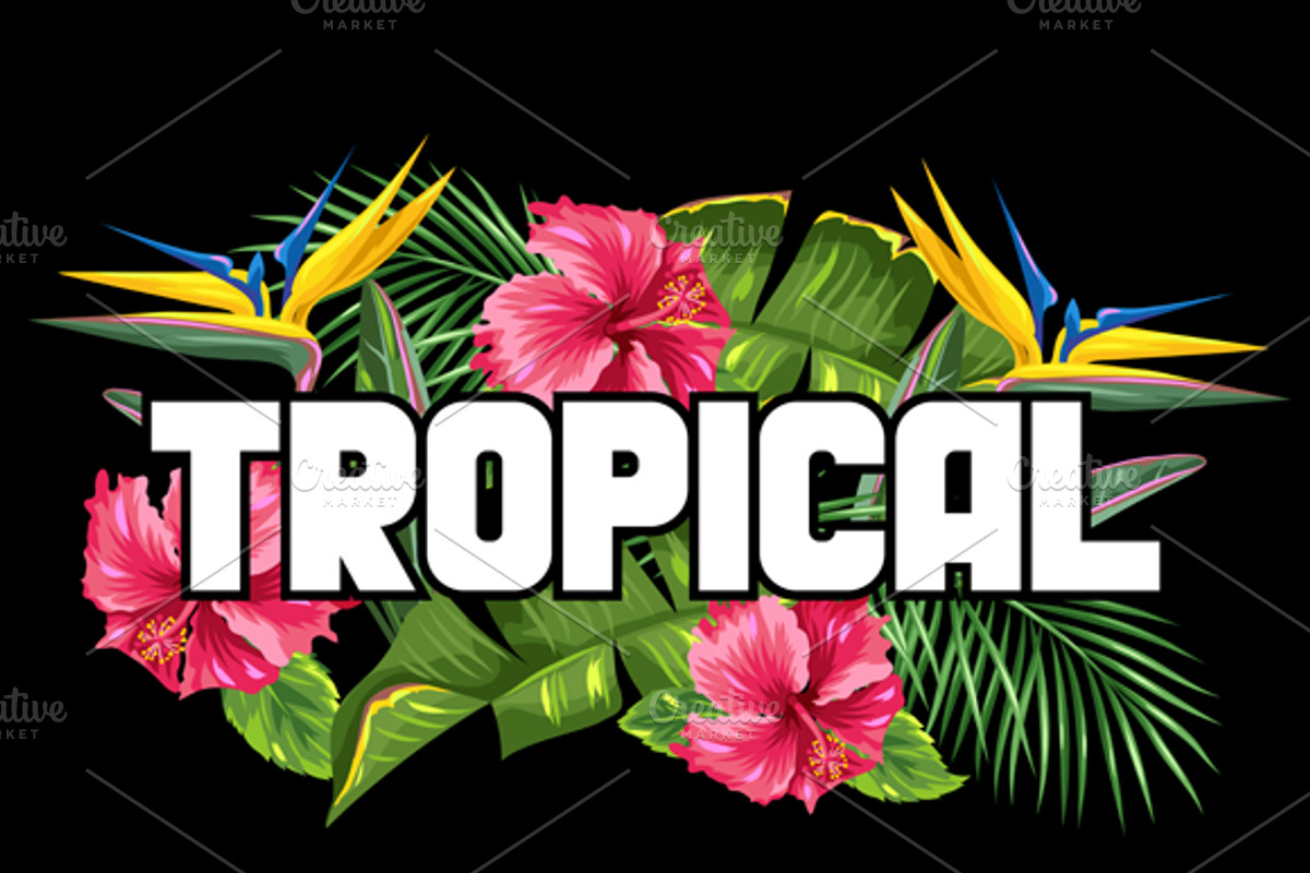 Print with tropical plants., a Flyer Template by incomible