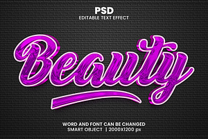 Beauty Purple Chrome 3d Text Effect, a Brushes & More by bdrobin