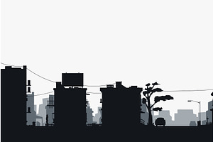 an urban city silhouette with modern, an Object Illustration by IfH