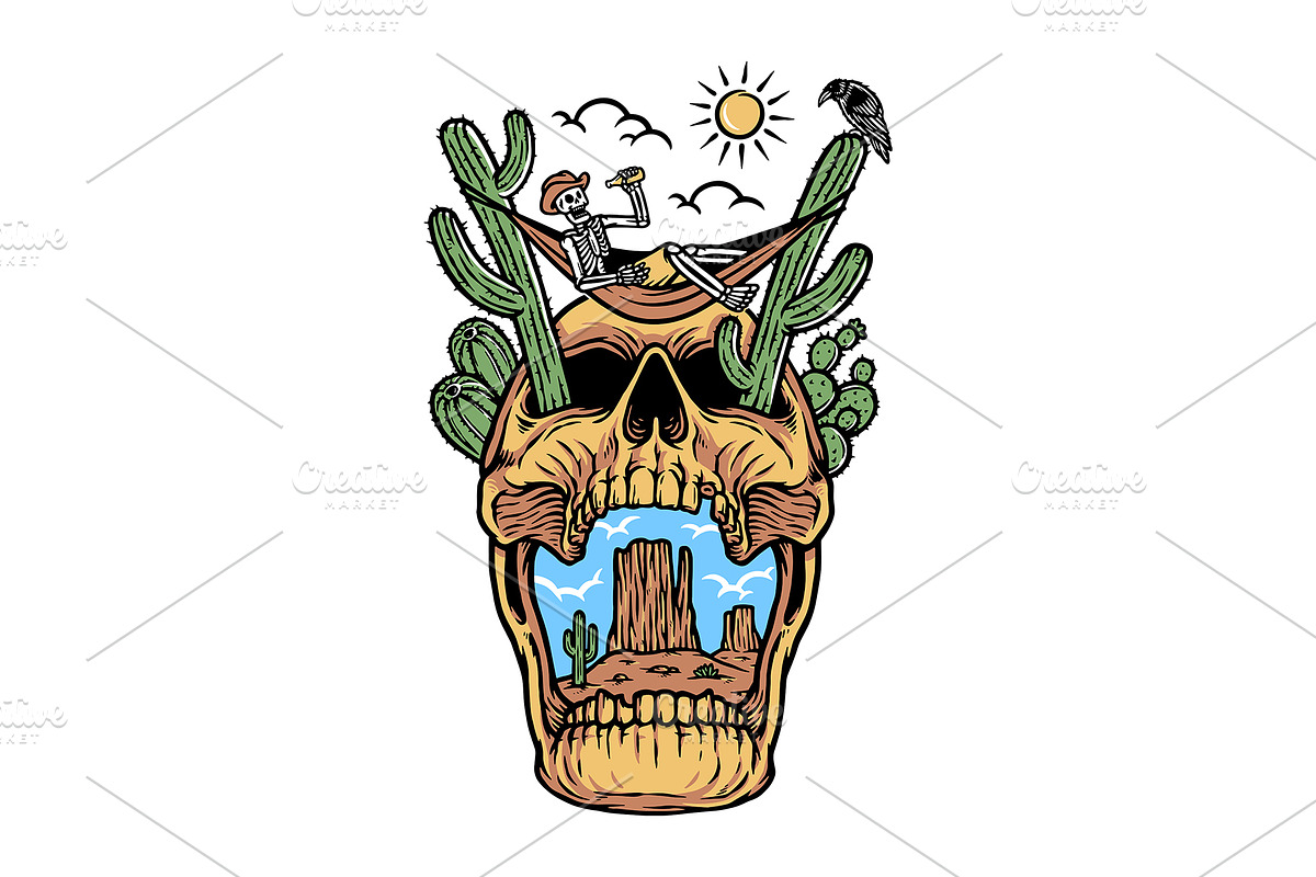 Skull relaxing in the desert, a Person Illustration by gunaonedesign (Photo 1 of 4)
