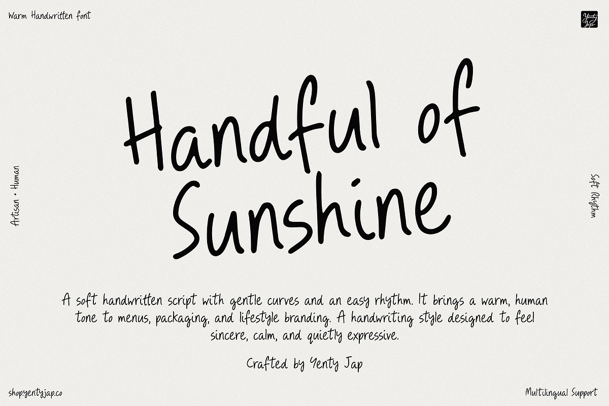 YJ Handful of Sunshine, a Script Font by YENTY JAP CO (Photo 1 of 20)