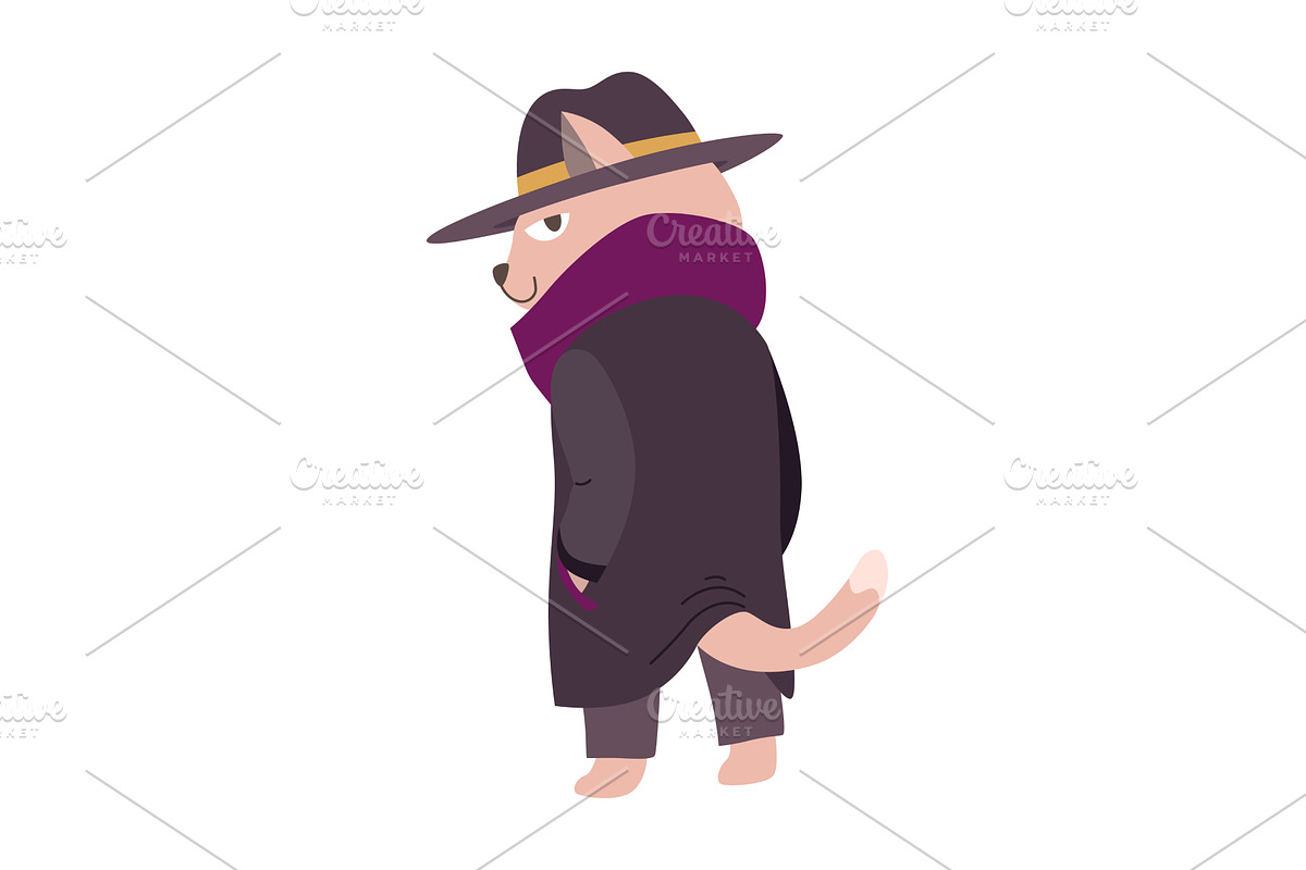 Cat detective character, an Animal Illustration by Things for designers