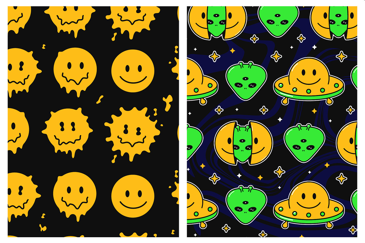 Psychedelic trippy pattern bundle, a Pattern Graphic by Slavko Kahovsky (Photo 4 of 7)