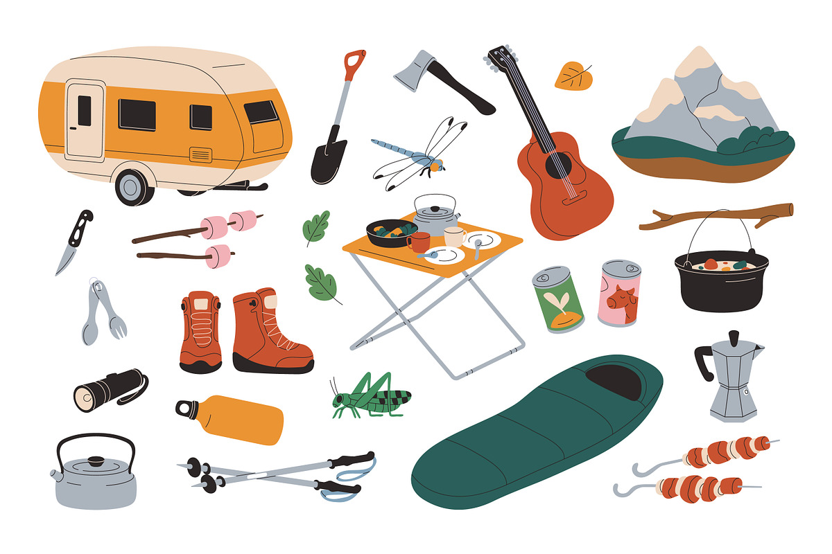 Camping, hiking, trekking items set, an Object Illustration by Good Studio (Photo 4 of 5)
