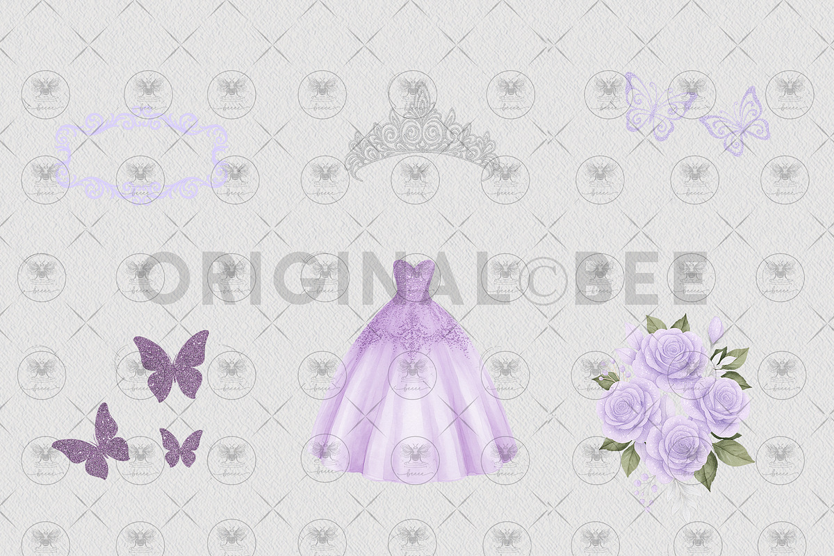 Princess Quinceañera Purple Clipart, an Illustration by BigCakeBee (Photo 3 of 3)