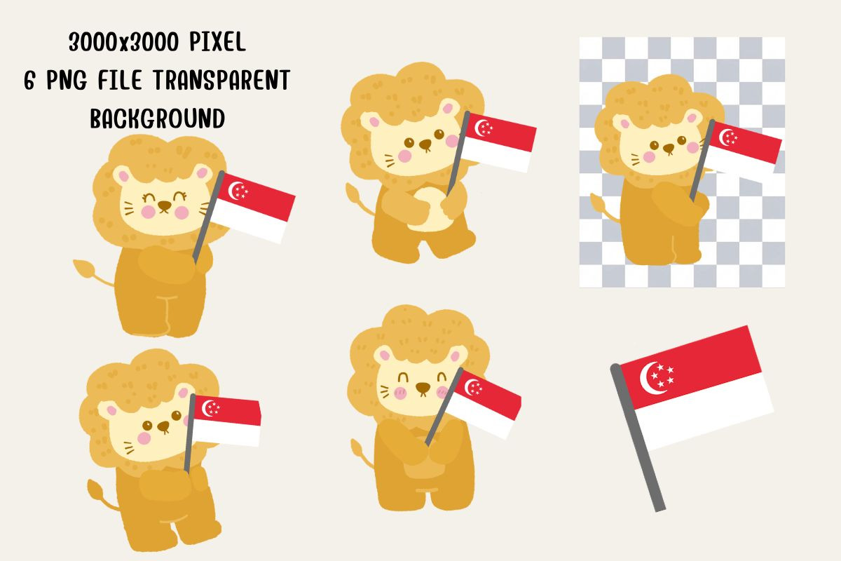 Singapore animal / Lion PNG Bundle, an Animal Illustration by Nattapohncha (Photo 2 of 3)