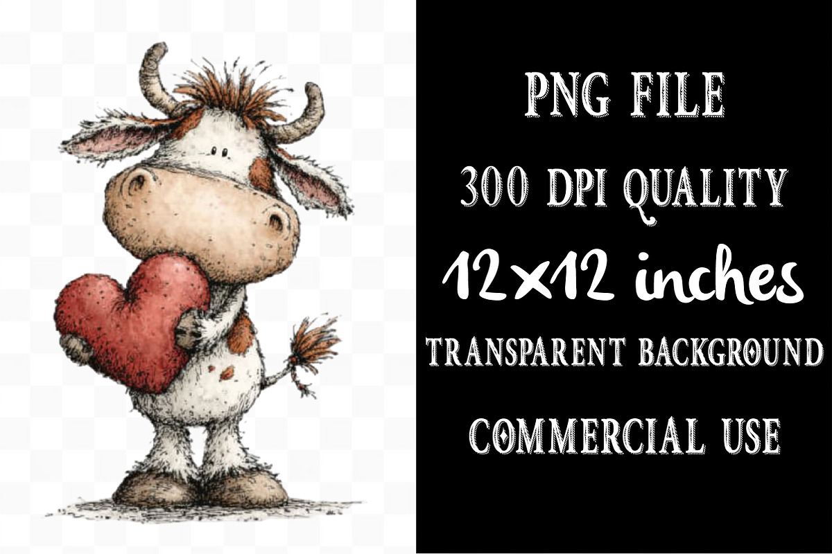 Whimsical Valentine Cow Clipart, an Illustration by Designking (Photo 4 of 5)
