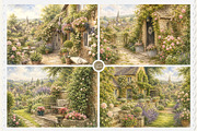 English Cottage Garden in Watercolor, a Decorative Illustration by Euonia Meraki (Thumbnail 3 of 20)