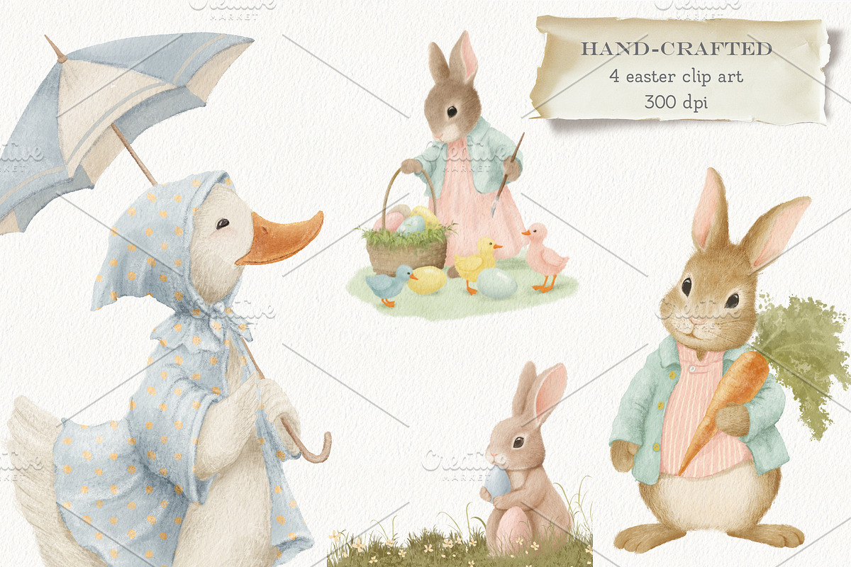 Easter clipart set, an Animal Illustration by AlenaVlasko stock Market (Photo 1 of 6)