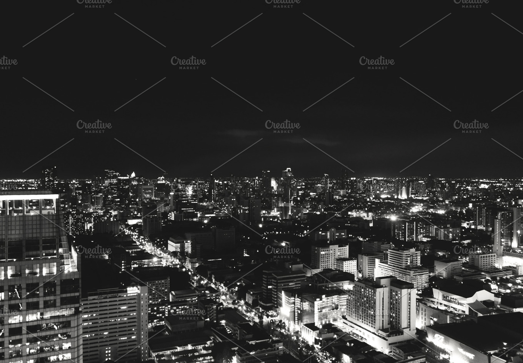 City Life Containing Blackandwhite Bkk And Night