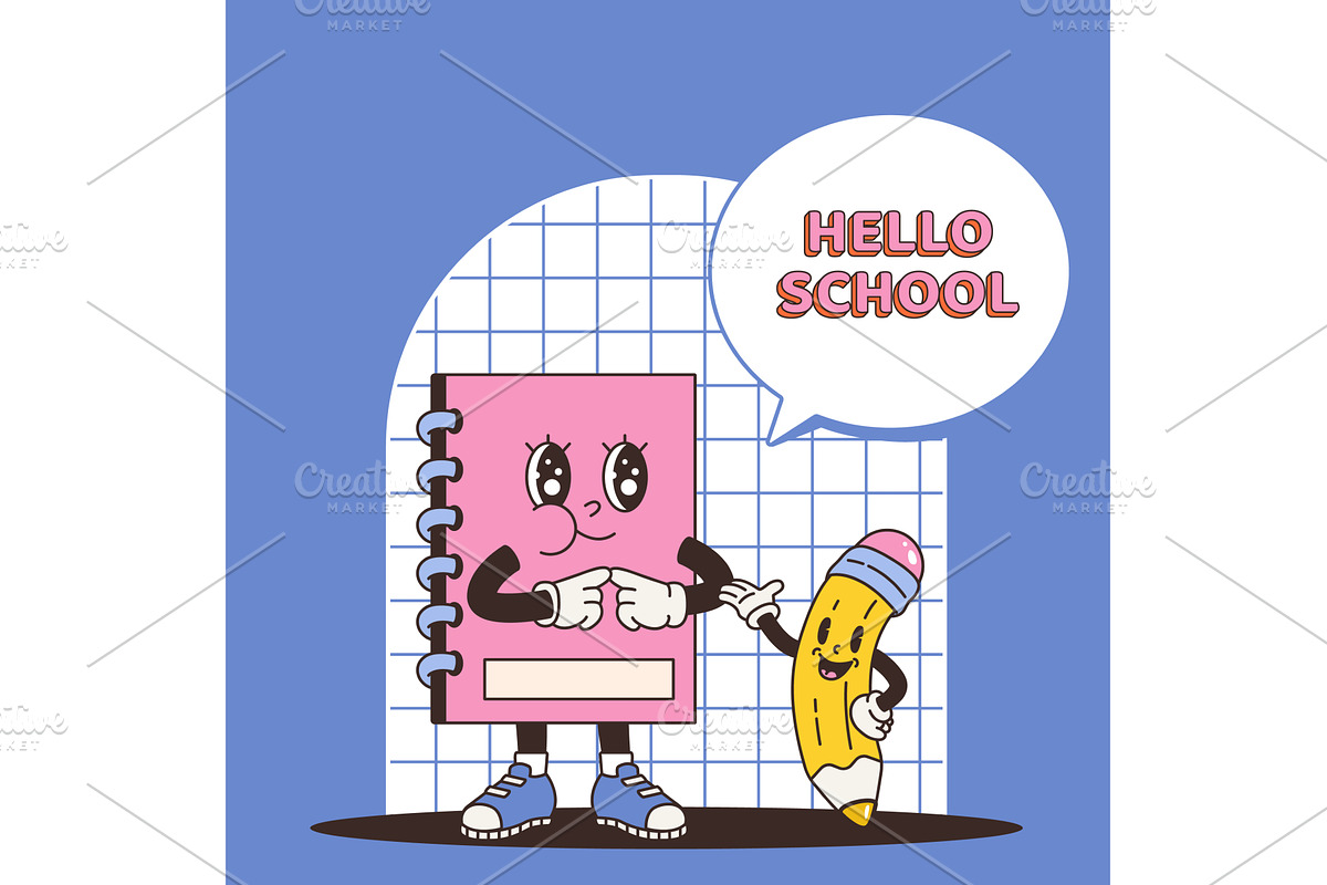 Back to school poster with groovy, an Object Illustration by Valerie Bodnar