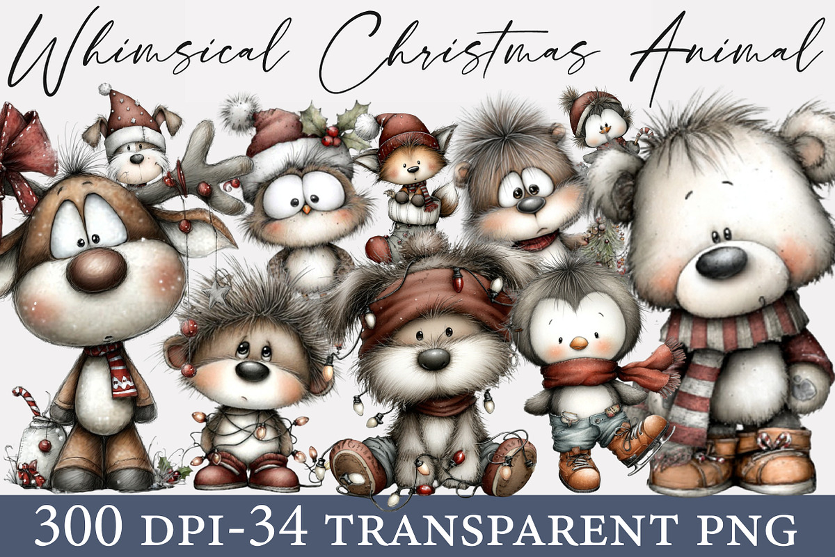Whimsical Christmas Animal Clipart, an Illustration by Designworld (Photo 1 of 6)