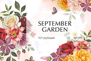 Watercolor Autumn Floral Bouquets, an Illustration by DiashaArt