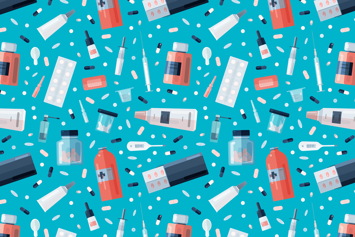 Medicine set + seamless pattern, a Healthcare Illustration by Good Studio (Photo 8 of 14)