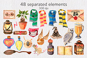 Magic school watercolor clipart, an Education Illustration by AnastasiaWatercolor (Thumbnail 2 of 9)
