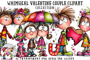 Whimsical Valentine Couple Clipart, an Illustration by OK Design (Thumbnail 1 of 6)
