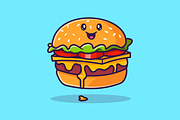 Cute Burger Smiling Cartoon, a Food Illustration by Catalyst Labs (Thumbnail 2 of 3)