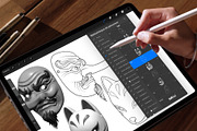 Japanese Mask Pack - Procreate Brush, a Brush Add-On by InkRef (Thumbnail 3 of 6)