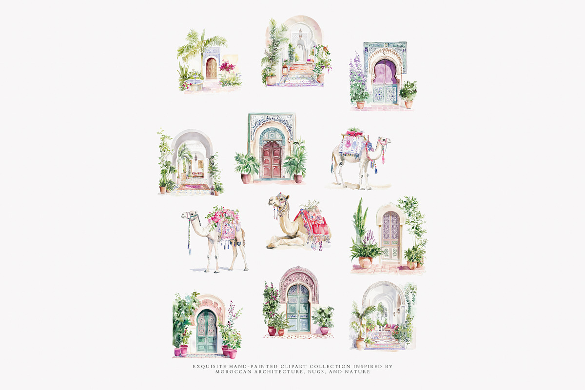 Moroccan decor watercolor clipart, a Decorative Illustration by Patishop Art (Photo 10 of 12)