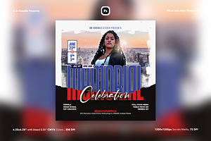 4th of July Flyer & Social Media, a Flyer Template by iDoodle Studio