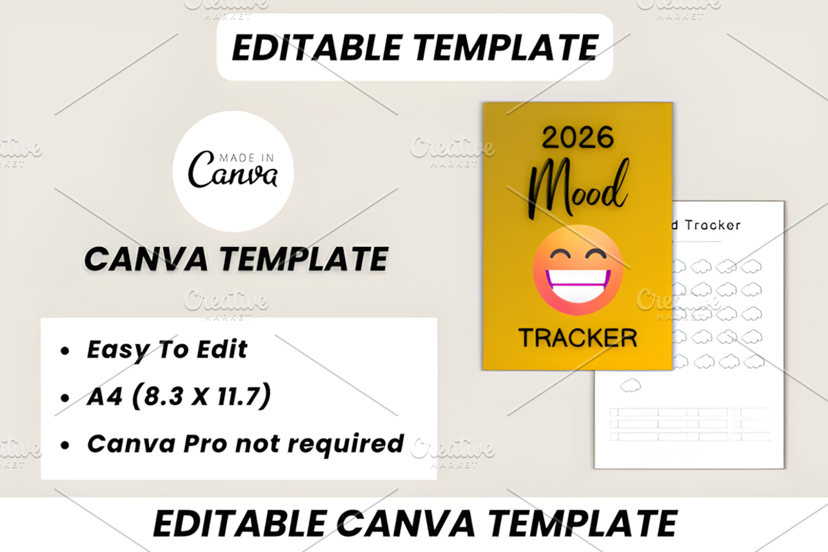 2026 Mood Tracker Canva Template, a Marketing Template by Ink Gallery (Photo 4 of 10)