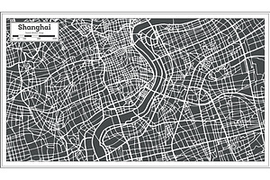 Shanghai China City Map In Retro