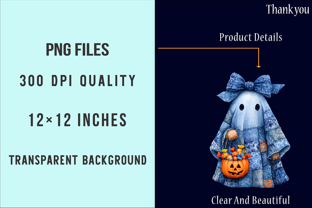 Halloween Blue Denim Ghost PNG, an Illustration by SinaCreation (Photo 6 of 7)