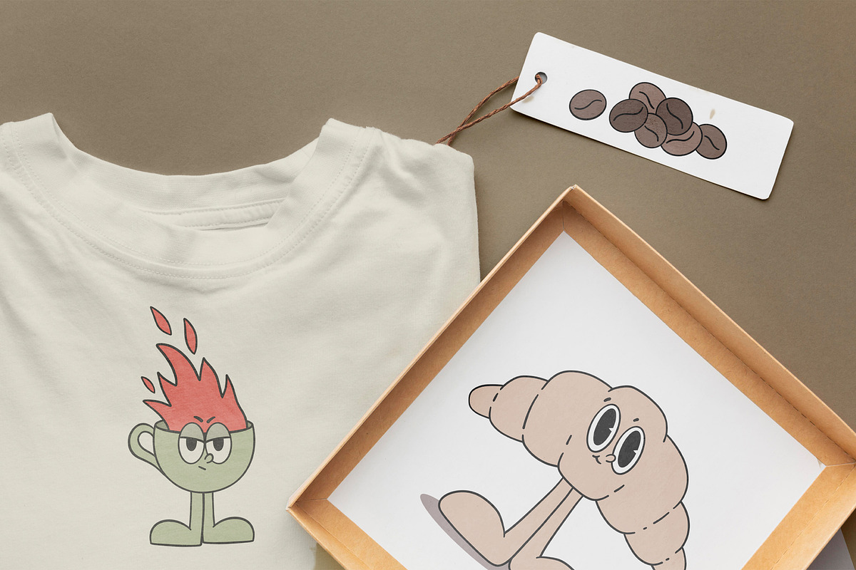 Groovy Coffee Characters Clipart, an Object Graphic by Alina Sh (Photo 6 of 8)