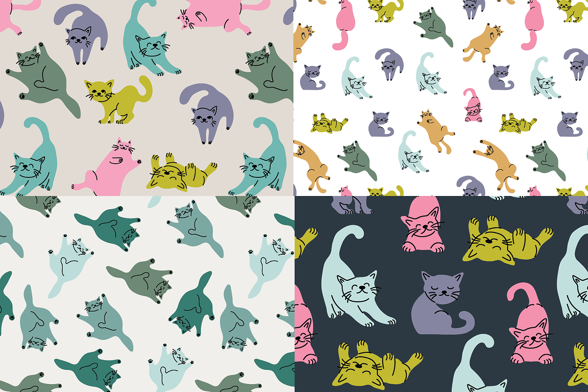 LAZY CATS (10 cats + patterns), an Animal Illustration by Bonfloret Studio (Photo 6 of 10)