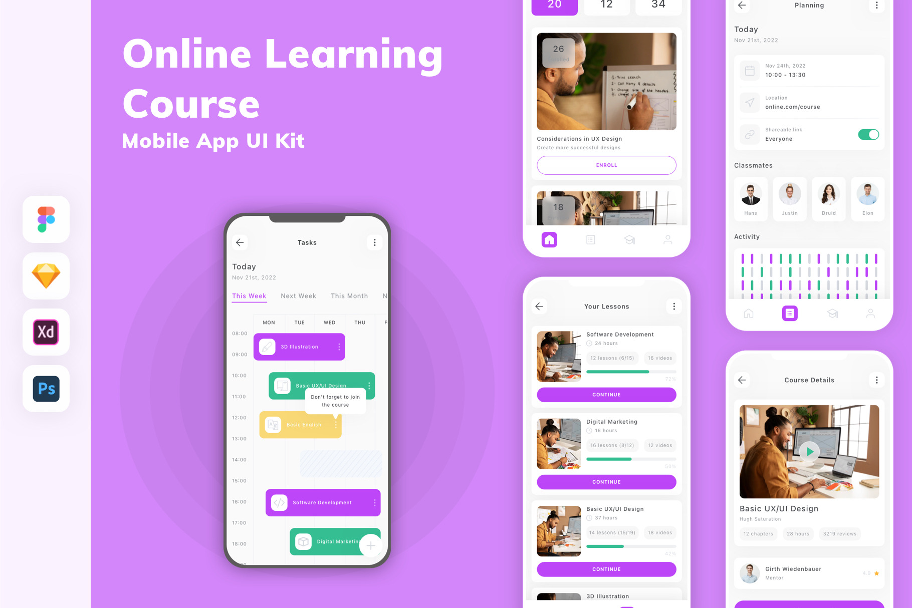 Online Learning Course App UI Kit, an UI Kit Template by uicube ...