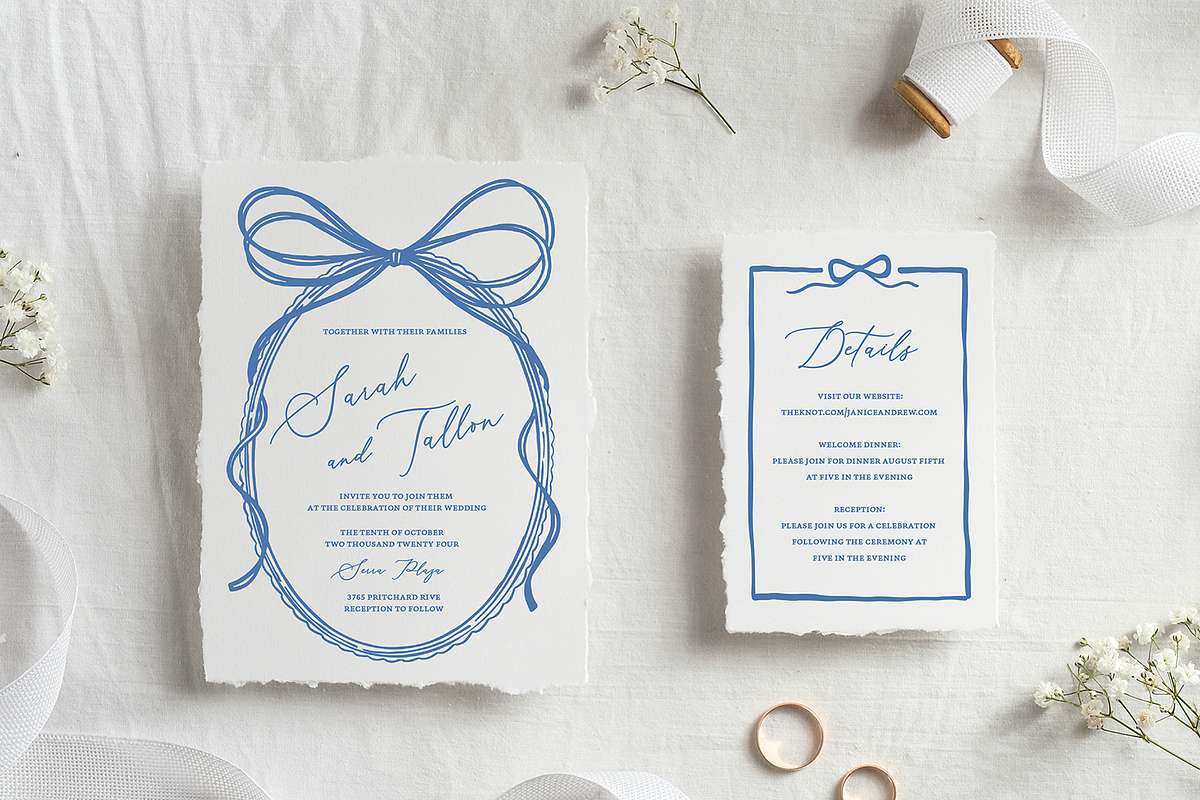 Blue Bow Frame Wedding Clipart, an Illustration by Jordyn Grace Design (Photo 2 of 2)