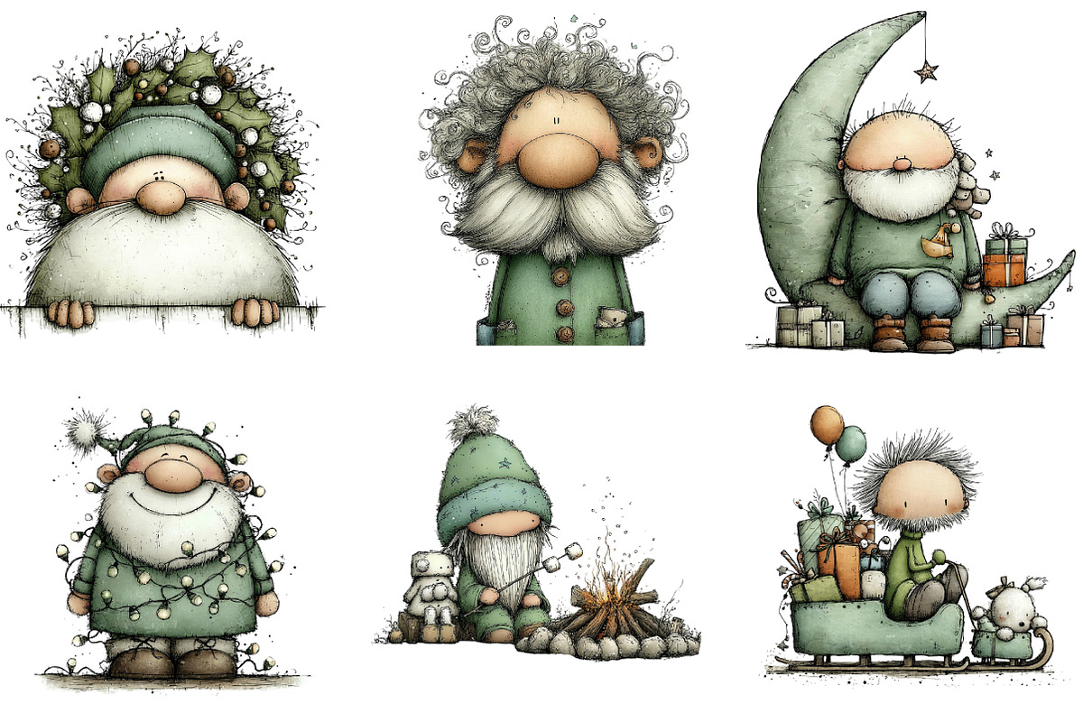 Whimsical Santa Clipart, an Illustration by DreamArtGraphic (Photo 4 of 5)
