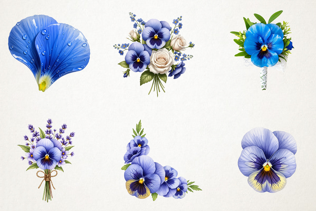 Blue Pansy Wedding Flower Clipart, an Illustration by RobertsArt (Photo 7 of 7)