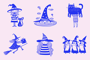 Halloween Witch Characters Set
