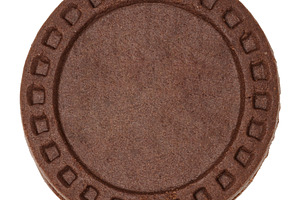 Round brown chocolate chip cookies with a raised square pattern, a Food & Drink Photo by ndanko