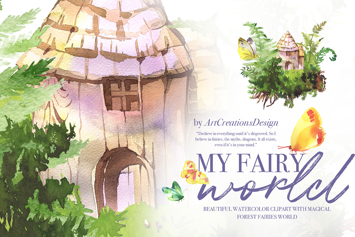 Hand-Painted My Fairy World Clipart, a Person Illustration by ArtCreationsDesign (Photo 10 of 15)