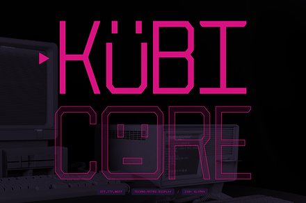 Kubicore | Techno Retro Display, a Sans Serif Font by gracetype_studio