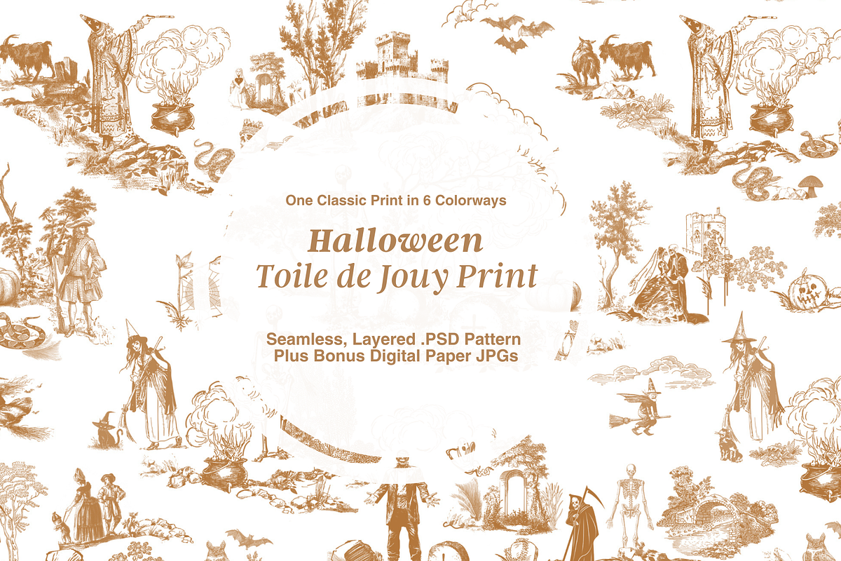 Halloween Toile de Jouy Pattern, a Background Graphic by Hughes Studio (Photo 1 of 7)